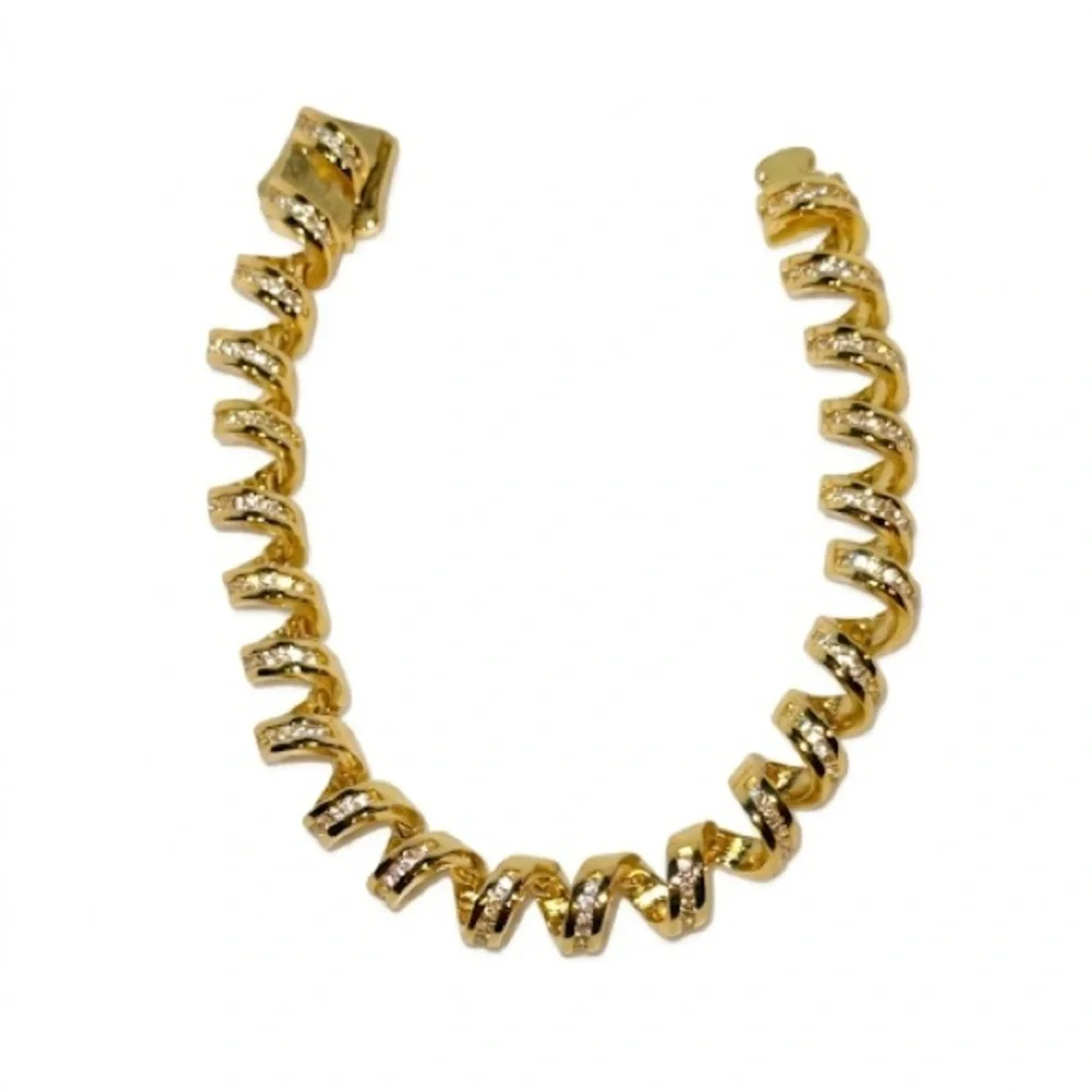 Diamond-Crusted Telephone Cord Bracelet